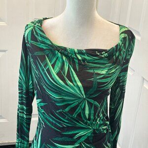 SEXY! MICHAEL KORS Women Stretch 100% Modal Blouse Cowl Neck Tropical Plants PM